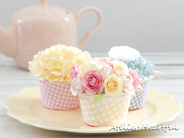 Atelier Heartful ペーパーフラワーのカップケーキ